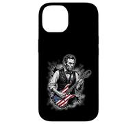 Custodia per iPhone 14 Divertente Abraham Lincoln che suona la chitarra elettrica