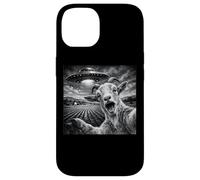 Custodia per iPhone 14 Divertente capra Selfie con UFO capra amante alieno UFO credente