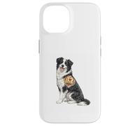 Custodia per iPhone 14 Divertente disegno del tatuaggio a forma di cuore con cane, scherzo, motivo: Border Collie Dad