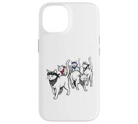 Custodia per iPhone 14 Divertente Gatto Gang Thugs Minimalista Disegnato A Mano Sketch Art