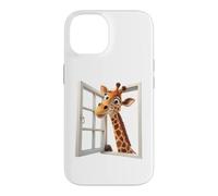 Custodia per iPhone 14 Divertente giraffa che sbircia attraverso una finestra aperta