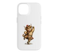 Custodia per iPhone 14 Divertente Highland Cow Esecuzione Scozzese Danza