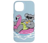 Custodia per iPhone 14 Divertente Koala Pool Float Flamingo Summer Party