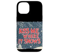 Custodia per iPhone 14 Divertente Notte Naughty Xmas con questo Kiss me where it Snows