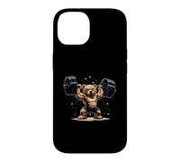 Custodia per iPhone 14 Divertente orsacchiotto sollevamento pesi palestra allenamento animale sollevatore