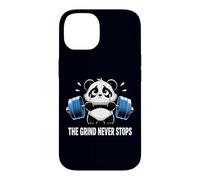 Custodia per iPhone 14 Divertente Panda Triste Sollevamento Palestra Umorismo The Grind Never Stops