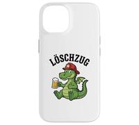 Custodia per iPhone 14 Divertente Pompiere Drago Amante della birra autopompa