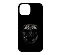 Custodia per iPhone 14 Divertente Pug Indossare Occhiali Da Sole Boss Cane Canino Fumare un Sigaro