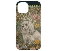 Custodia per iPhone 14 Dolce maltese con un fiocco di nastro vintage