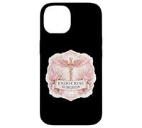 Custodia per iPhone 14 Donna Chirurgo Endocrino Caduceo Distintivo Endocrinologia Floreale