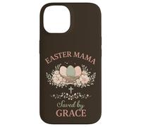 Custodia per iPhone 14 Easter Mama Saved by Grace Floral Faith Citazione Design