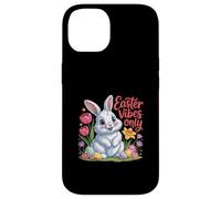 Custodia per iPhone 14 Easter Vibes Only Cute Spring Bunny Eggs - Citazione positiva