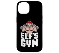 Custodia per iPhone 14 Elf's Gym Kettlebell Bodybuilder Allenamento di Natale