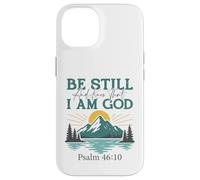 Custodia per iPhone 14 Essere fermo e sapere - Salmo 46:10 Retro Mountain Christian