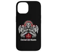 Custodia per iPhone 14 Eternal Life Awaits Dark Christian Gothic Skeleton Gesù Art
