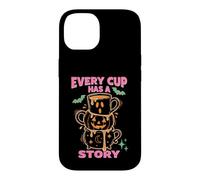 Custodia per iPhone 14 Every Cup Has A Story Halloween Coffee Lover Mug Stack