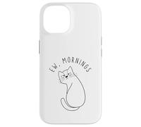 Custodia per iPhone 14 Ew Morning White Cat Sitting with Sad Face Not a Morning Cat