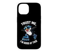 Custodia per iPhone 14 Fantastico pinguino di pattinaggio in linea, credo di essere bravo in questo