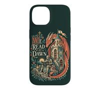 Custodia per iPhone 14 Fantasy Dragon Reader Amante dei libri che legge all'alba