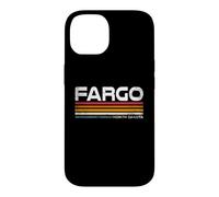 Custodia per iPhone 14 Fargo North Dakota, design retrò a righe, stile vintage, con città