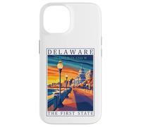 Custodia per iPhone 14 First State Delaware GPS Coordinates Travel Poster Opera d'arte
