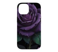 Custodia per iPhone 14 Foglie di mezzanotte rosa viola scuro