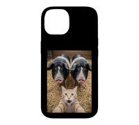 Custodia per iPhone 14 Funny Cat Selfie with Pigs Design - Cute Animal Pig Lovers