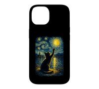 Custodia per iPhone 14 Funny Cat Starry Night Van Gogh Art Men Women Kids