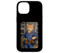Custodia per iPhone 14 Funny Electrician Cat Meme Handyman Hilarious Cat Joke