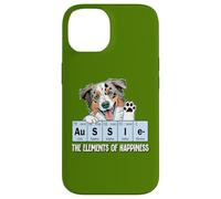 Custodia per iPhone 14 Funny Elements of Happiness Blue Merle Aussie Lover