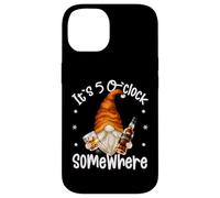 Custodia per iPhone 14 Funny Whiskey Dad Gnome Men Quote Its 5 O Clock Somewhere