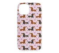 Custodia per iPhone 14 Funny Womens Girls Pink Black & Tan Dachshund Lover Pattern