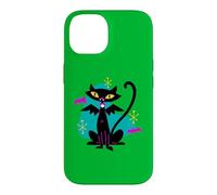 Custodia per iPhone 14 Gatto nero vampiro retrò Atomic Age Mid-Century con ali di pipistrello