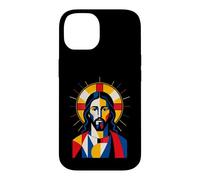 Custodia per iPhone 14 Geometrico Gesù Cristo Icona Sacra Pop Art Ritratto Fede
