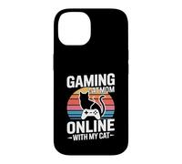 Custodia per iPhone 14 Gioco Gatto Mamma Online Con Il Mio Gatto Retro Tramonto Gamer