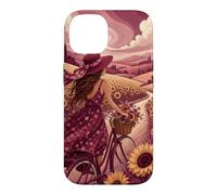 Custodia per iPhone 14 Giro in bicicletta oltre i campi di girasole