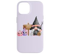 Custodia per iPhone 14 Gnomo strega pastello Halloween zucca rosa grafica