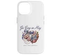 Custodia per iPhone 14 Go Grey in May Cervello Tumor Awareness Fiocco Floreale