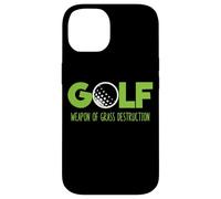 Custodia per iPhone 14 Golf divertente erba distruzione con pallina da golf grafica