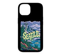 Custodia per iPhone 14 Grafica artistica retrò grunge di Seattle Washington City