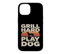 Custodia per iPhone 14 Grill Difficile Giocare Con Cane Backyard Barbecue Amante