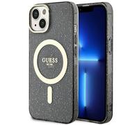 Custodia per iPhone 14 Guess Glitter Gold MagSafe nera
