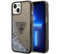 Custodia per iPhone 14 Guess Liquid Glitter Palm Collection, nera.