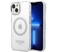 Custodia Guess Metal Outline per iPhone 14, argento, compatibile con MagSafe - Nouvo