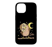 Custodia per iPhone 14 Gufo che dorme Tipo Notte attiva Luna con stelle