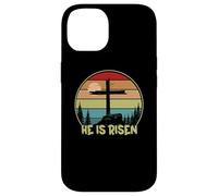 Custodia per iPhone 14 He is Risen Retro Vintage Happy Easter