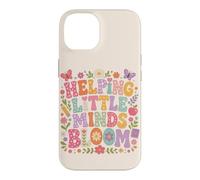 Custodia per iPhone 14 Helping Little Minds Bloom Teacher, farfalla floreale, mela