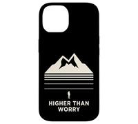 Custodia per iPhone 14 Higher Than Worry montagna silhouette escursionista