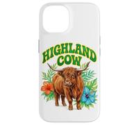 Custodia per iPhone 14 Highland Cow Groovy Floreale Acquerello Boho Highland Cow