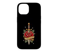 Custodia per iPhone 14 Hold Fast Dagger Rose Traditional Tattoo Flash Old Ink